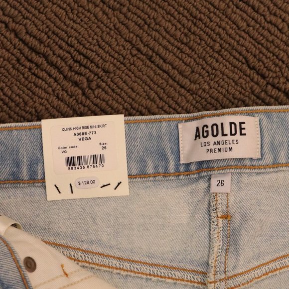 NWT AGOLDE Quinn High Rise Denim Mini Skirt in Vega - Picture 7 of 8